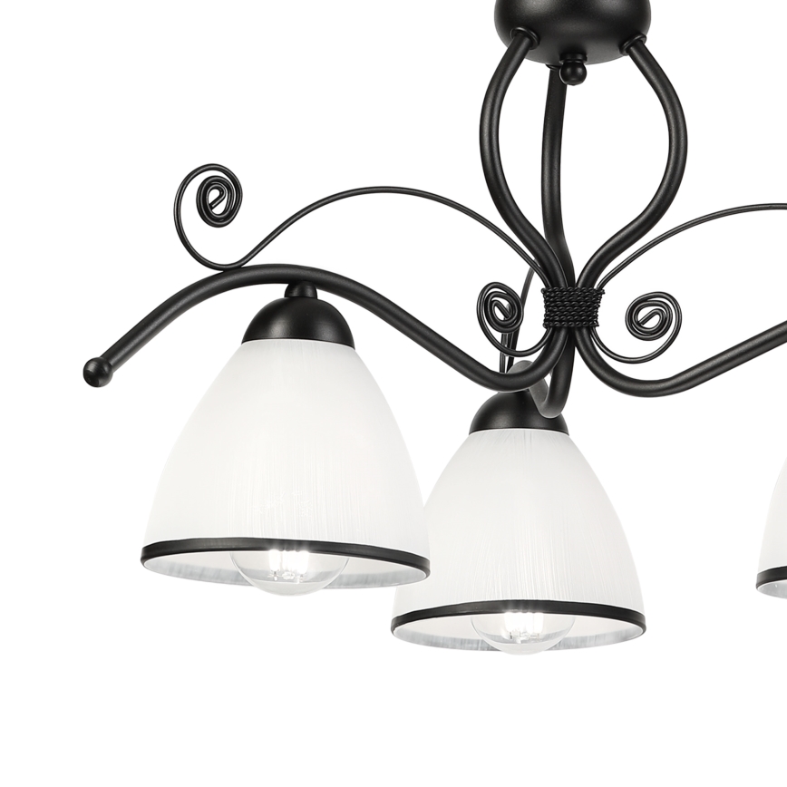 Luster na reťazi RETRO 3xE27/60W/230V čierna/biela