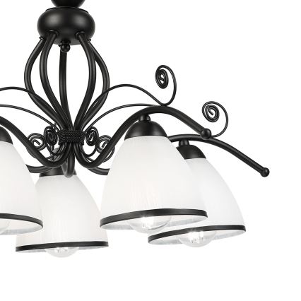 Luster na reťazi RETRO 5xE27/60W/230V čierna/biela