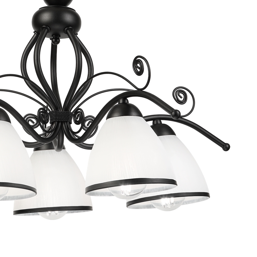 Luster na reťazi RETRO 5xE27/60W/230V čierna/biela