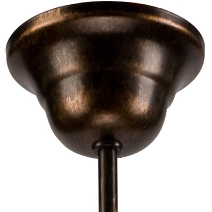 Stropná rozetka - pripevňuje sa - na svietidlo. Je tmavohnedá, kovová, s mierne zvlneným povrchom.