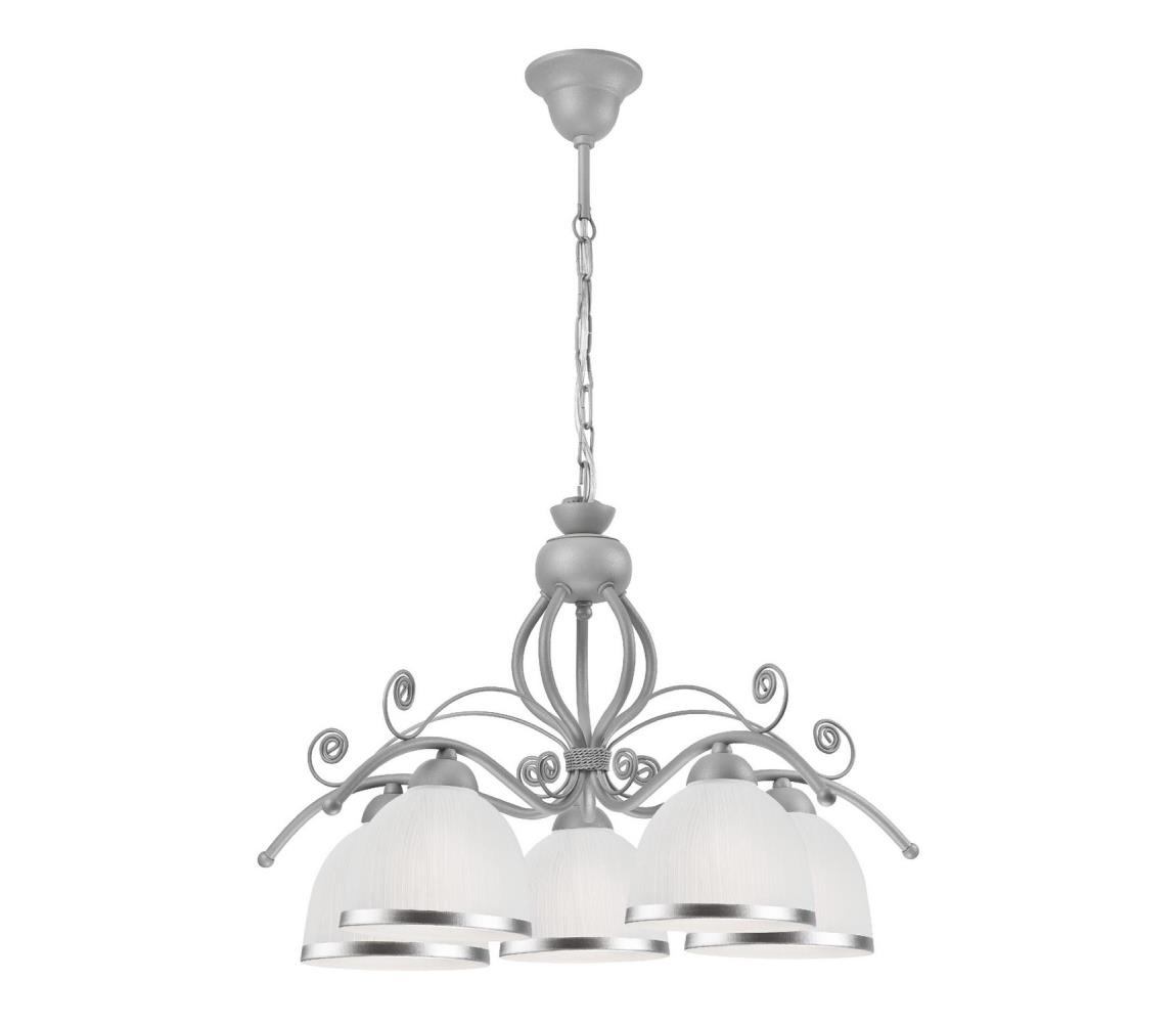 Luster na reťazi RETRO II 5xE27/60W/230V strieborný LM 5.51/srebrny