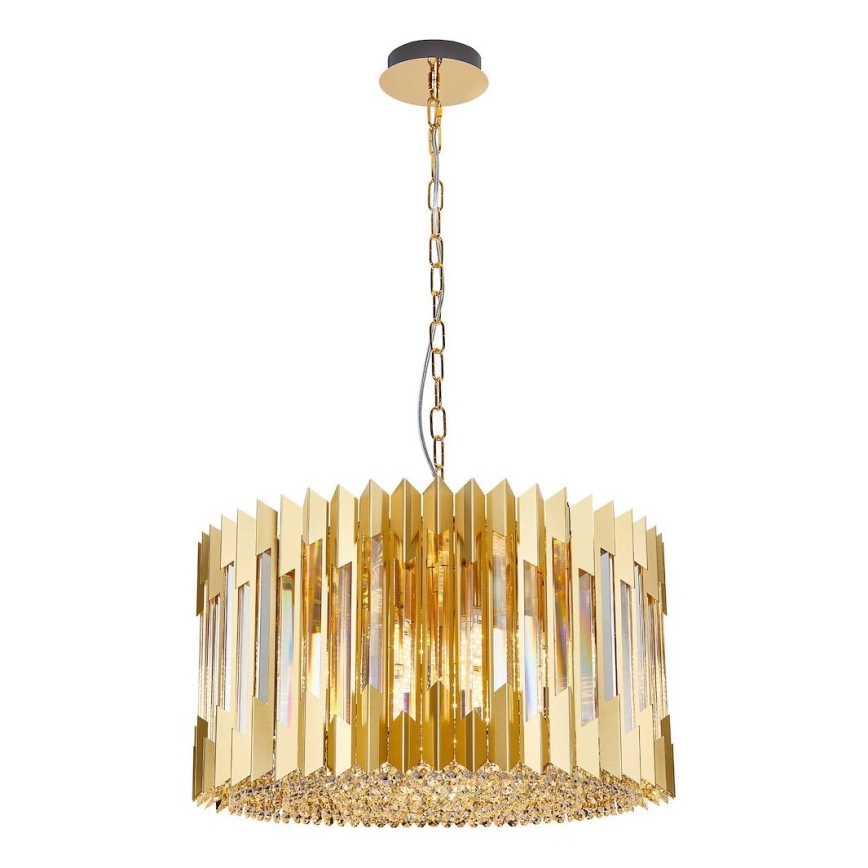 Luster na reťazi RITZ 12xE14/40W/230V pr. 54 cm zlatá