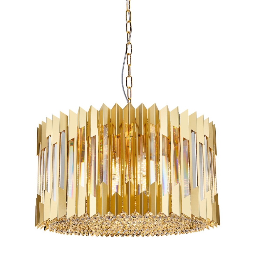 Luster na reťazi RITZ 12xE14/40W/230V pr. 54 cm zlatá
