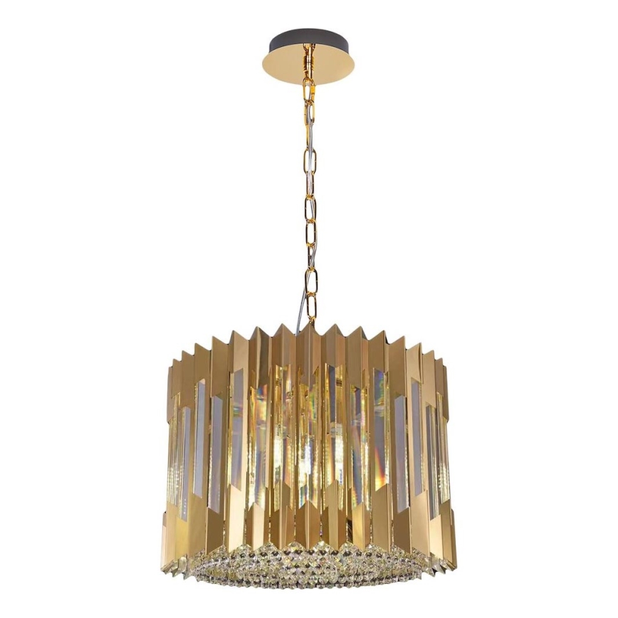 Luster na reťazi RITZ 7xE14/40W/230V pr. 42 cm zlatá