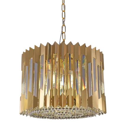 Luster na reťazi RITZ 7xE14/40W/230V pr. 42 cm zlatá