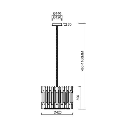 Luster na reťazi RITZ 7xE14/40W/230V pr. 42 cm zlatá