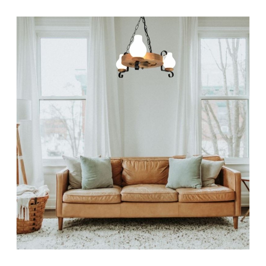 Luster na reťazi ROATA 3xE14/40W/230V buk - FSC certifikované