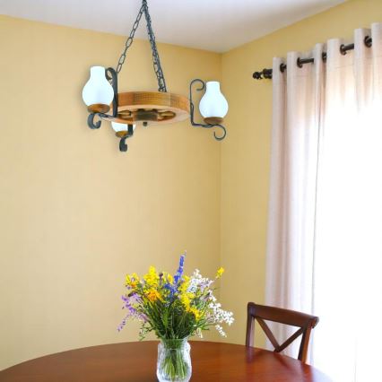 Luster na reťazi ROATA 3xE14/40W/230V buk - FSC certifikované