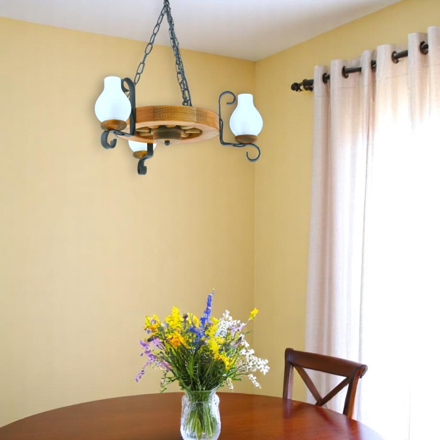 Luster na reťazi ROATA 3xE14/40W/230V buk - FSC certifikované