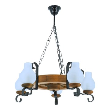 Luster na reťazi ROATA 5xE14/40W/230V pr. 30 cm buk - FSC certifikované