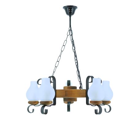 Luster na reťazi ROATA 5xE14/40W/230V pr. 30 cm buk - FSC certifikované