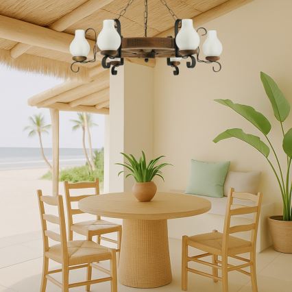 Luster na reťazi ROATA 6xE14/40W/230V pr. 70 cm buk - FSC certifikované