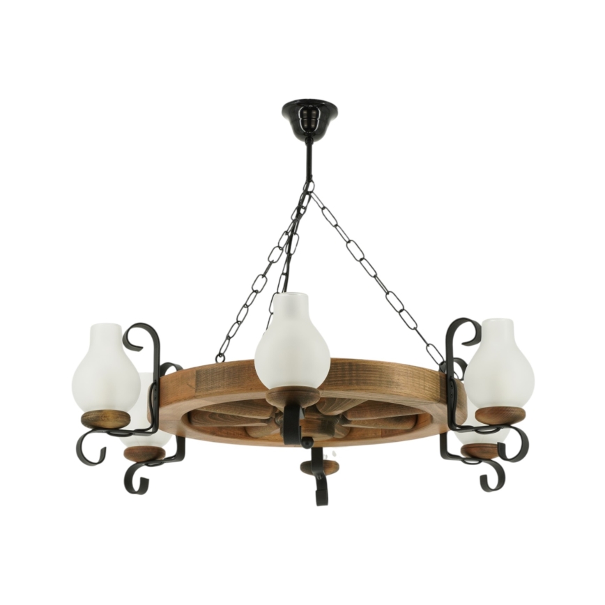 Luster na reťazi ROATA 6xE14/40W/230V pr. 70 cm buk - FSC certifikované