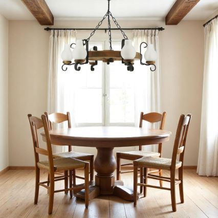 Luster na reťazi ROATA 6xE14/40W/230V pr. 70 cm buk