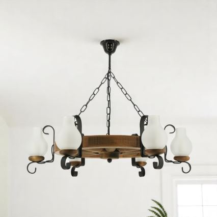 Luster na reťazi ROATA 6xE14/40W/230V pr. 70 cm buk