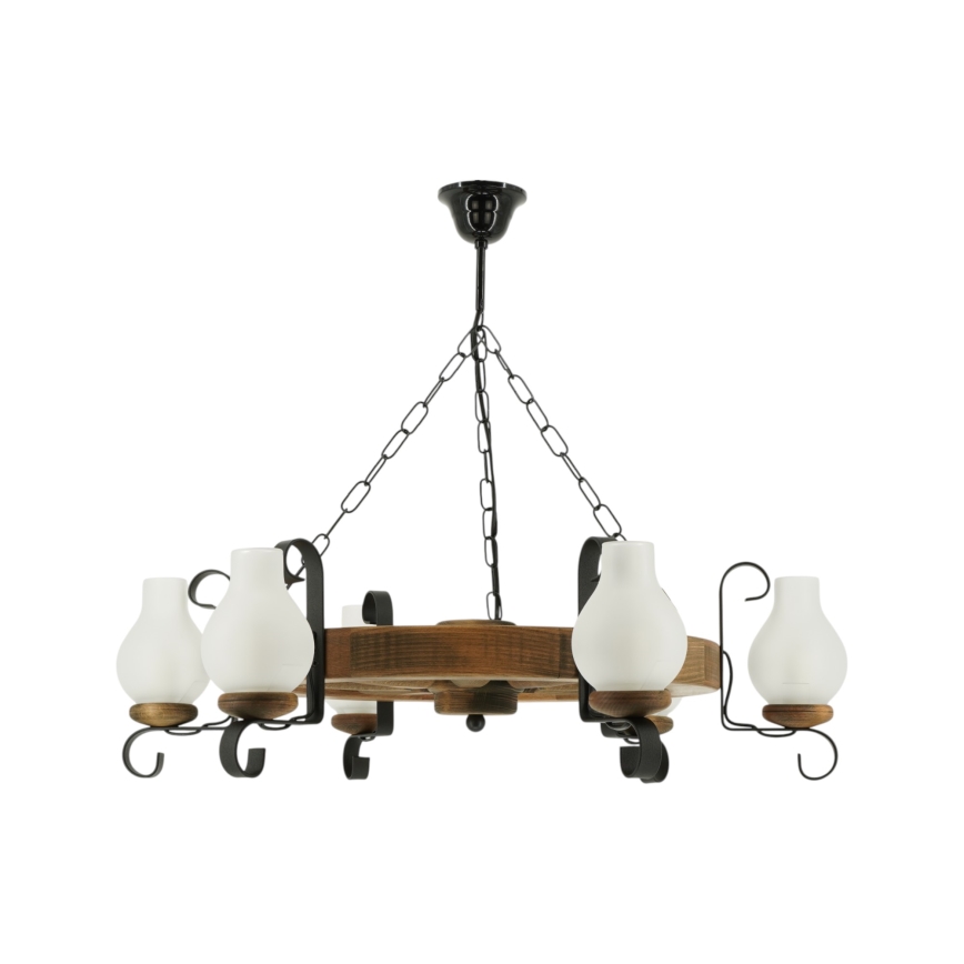 Luster na reťazi ROATA 6xE14/40W/230V pr. 70 cm buk