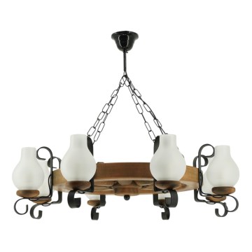 Luster na reťazi ROATA 8xE14/40W/230V pr. 70 cm buk - FSC certifikované