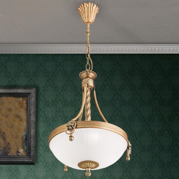 Luster na reťazi ROCCA 3xE27/60W/230V pr. 32 cm bronz/biela