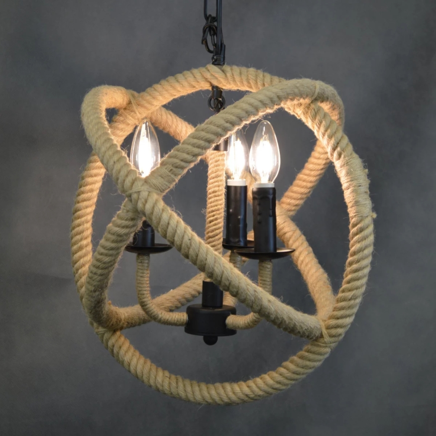 Luster na reťazi ROPE GLOBO 3xE14/10W/230V