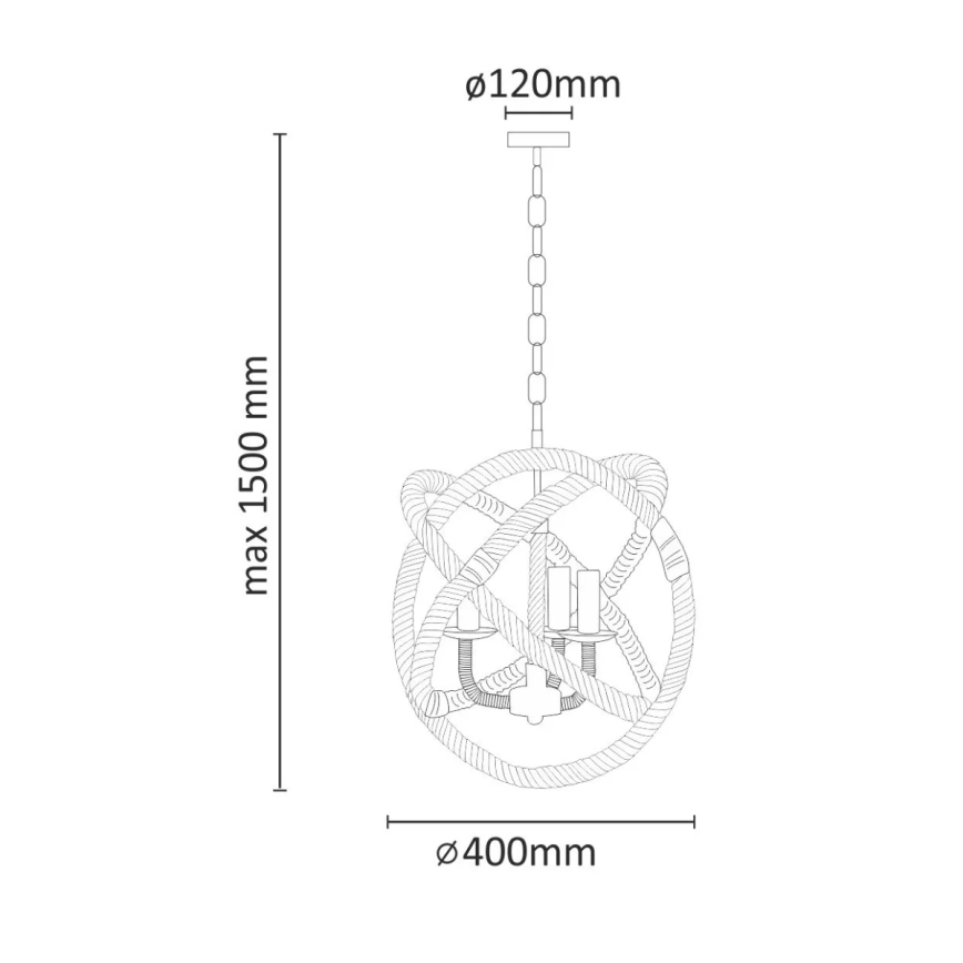 Luster na reťazi ROPE GLOBO 3xE14/10W/230V