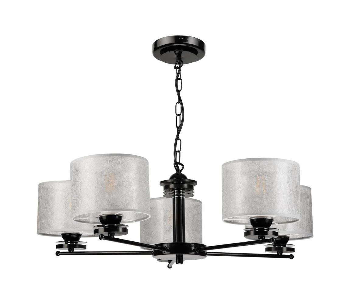 Luster na reťazi ROSA 5xE27/60W/230V čierna/šedá LM-5.8/ CZARNY