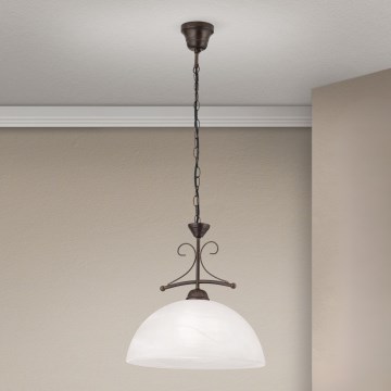 Luster na reťazi RULA 1xE27/40W/230V pr. 35 cm biela/bronz