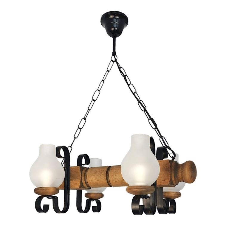 Luster na reťazi RUSTIC 4xE14/40W/230V buk