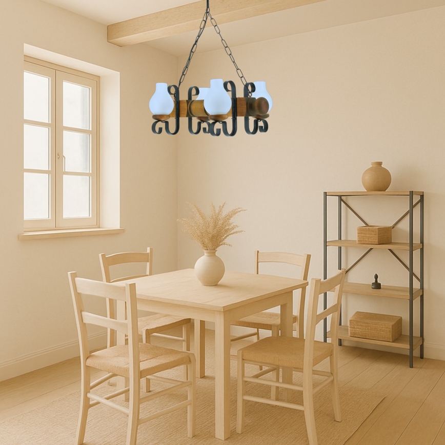 Luster na reťazi RUSTIC 4xE14/40W/230V buk
