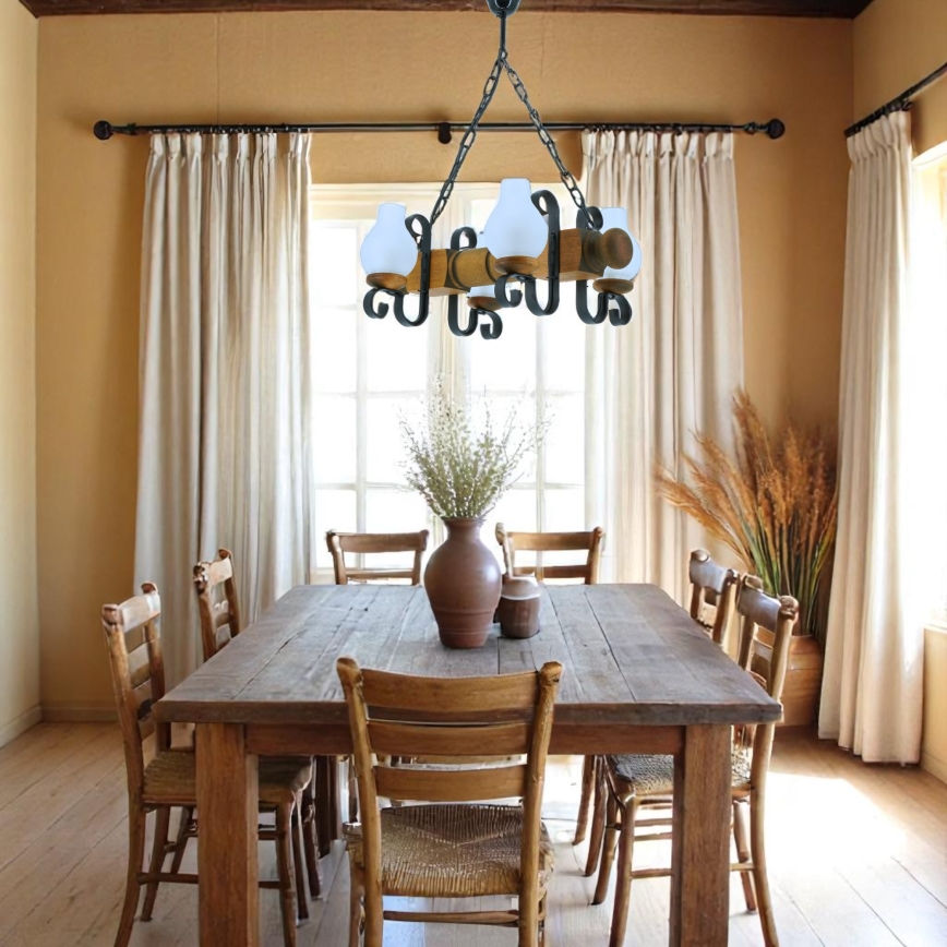 Luster na reťazi RUSTIC 4xE14/40W/230V buk