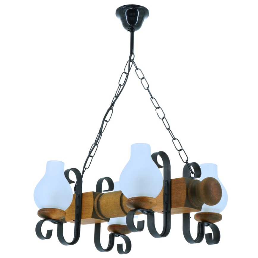 Luster na reťazi RUSTIC 4xE14/40W/230V buk