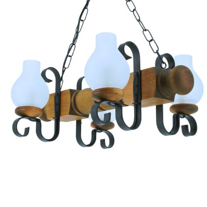 Luster na reťazi RUSTIC 4xE14/40W/230V buk