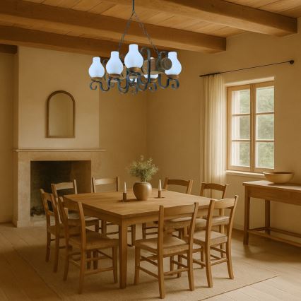 Luster na reťazi RUSTIC 6xE14/40W/230V buk