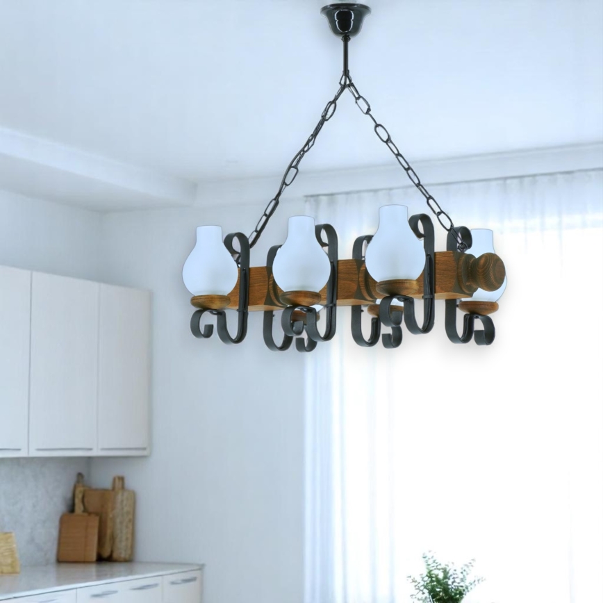 Luster na reťazi RUSTIC 6xE14/40W/230V buk