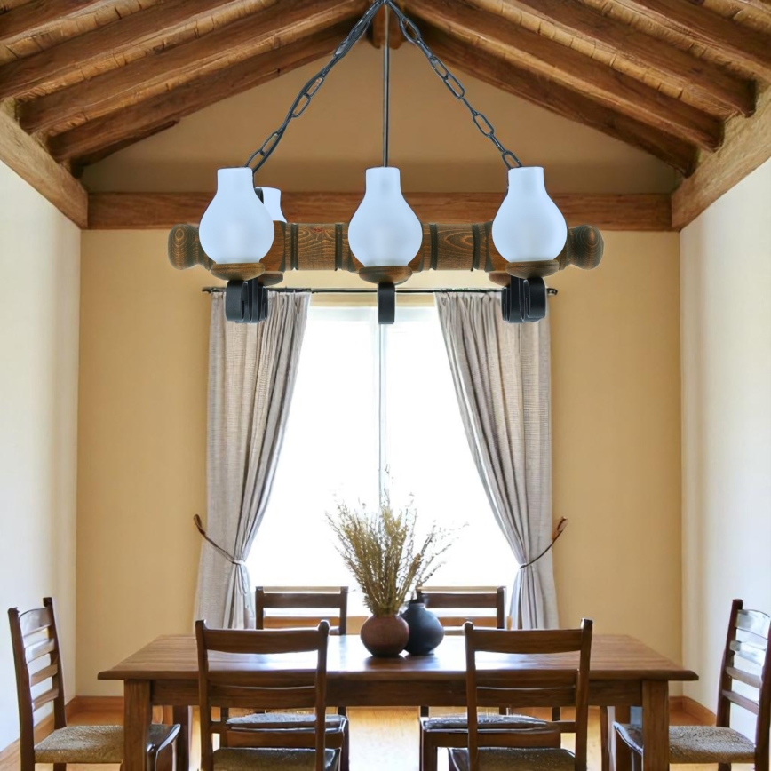 Luster na reťazi RUSTIC 6xE14/40W/230V buk