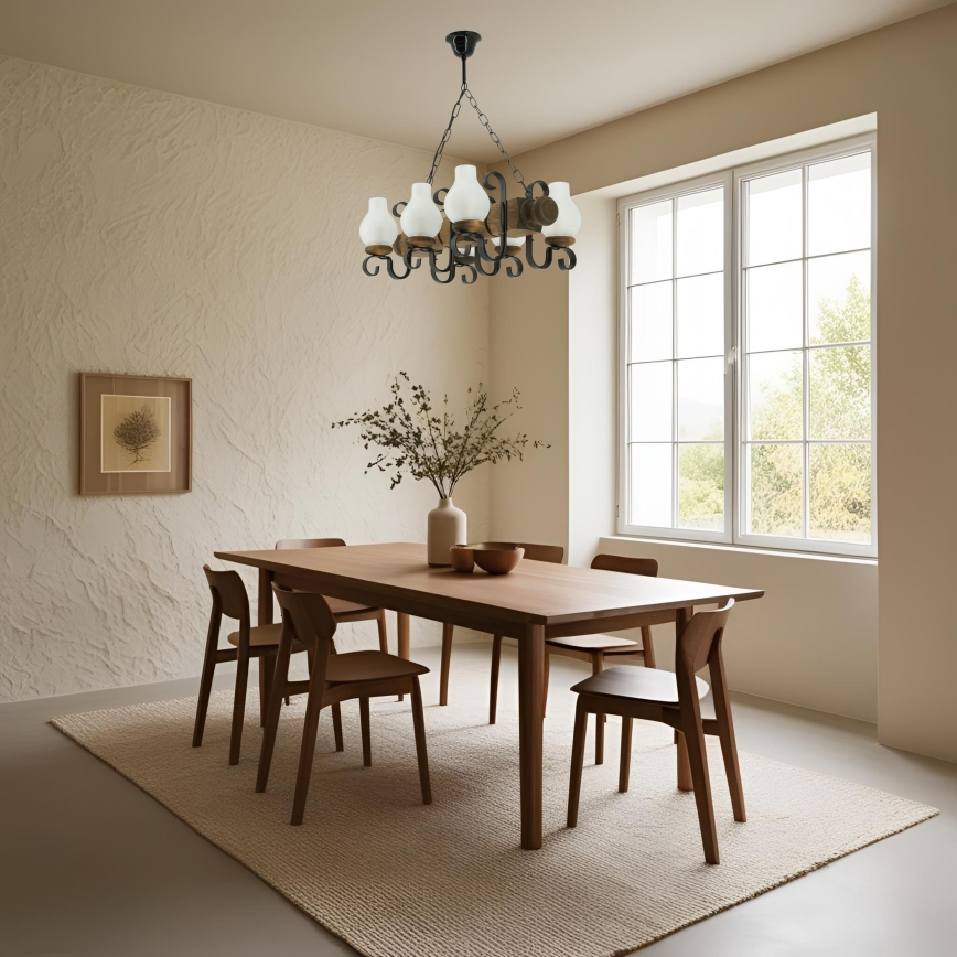 Luster na reťazi RUSTIC 6xE14/40W/230V buk
