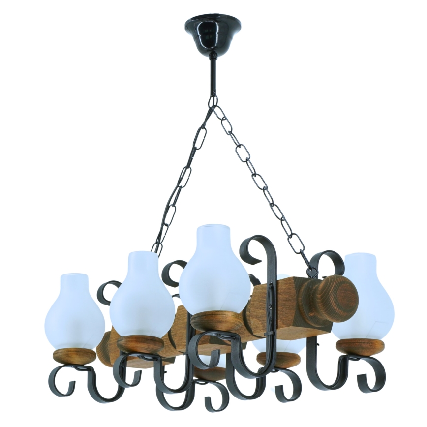 Luster na reťazi RUSTIC 6xE14/40W/230V buk