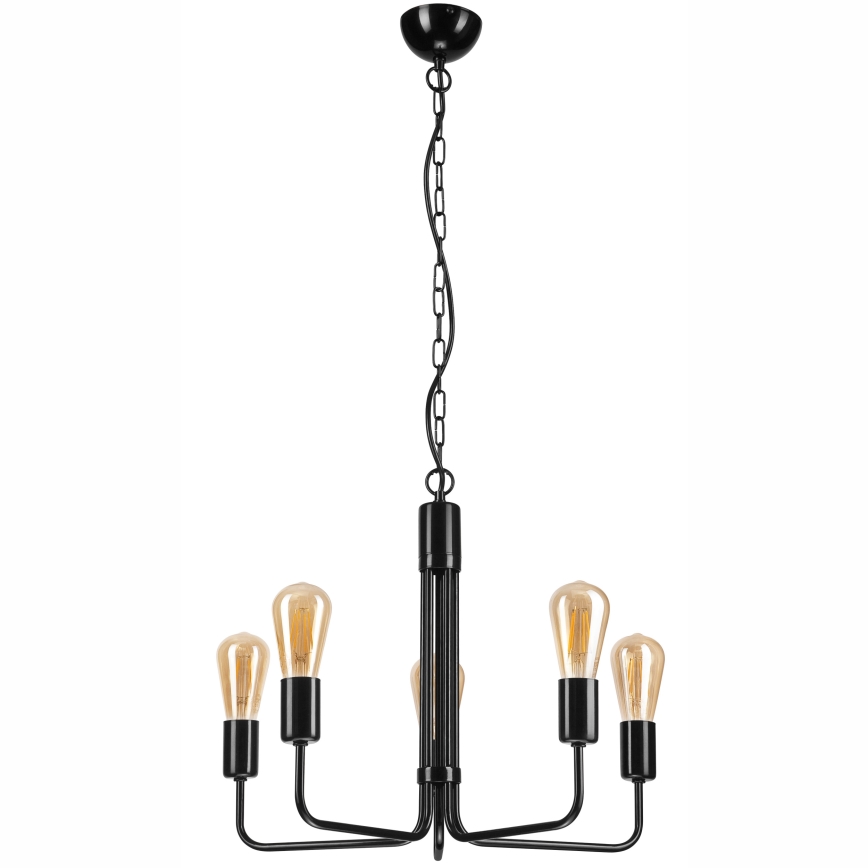 Luster na reťazi TIFFANY 5xE27/60W/230V čierna