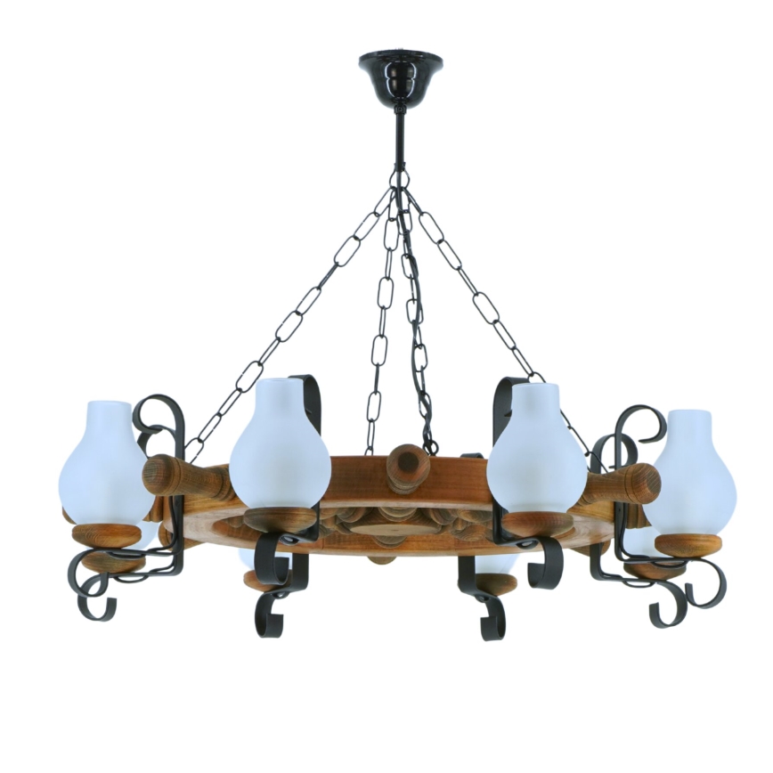 Luster na reťazi TIMONA 8xE14/40W/230V buk - FSC certifikované
