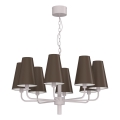 Luster na reťazi TORTOLA 8xE14/15W/230V hnedá/krémová