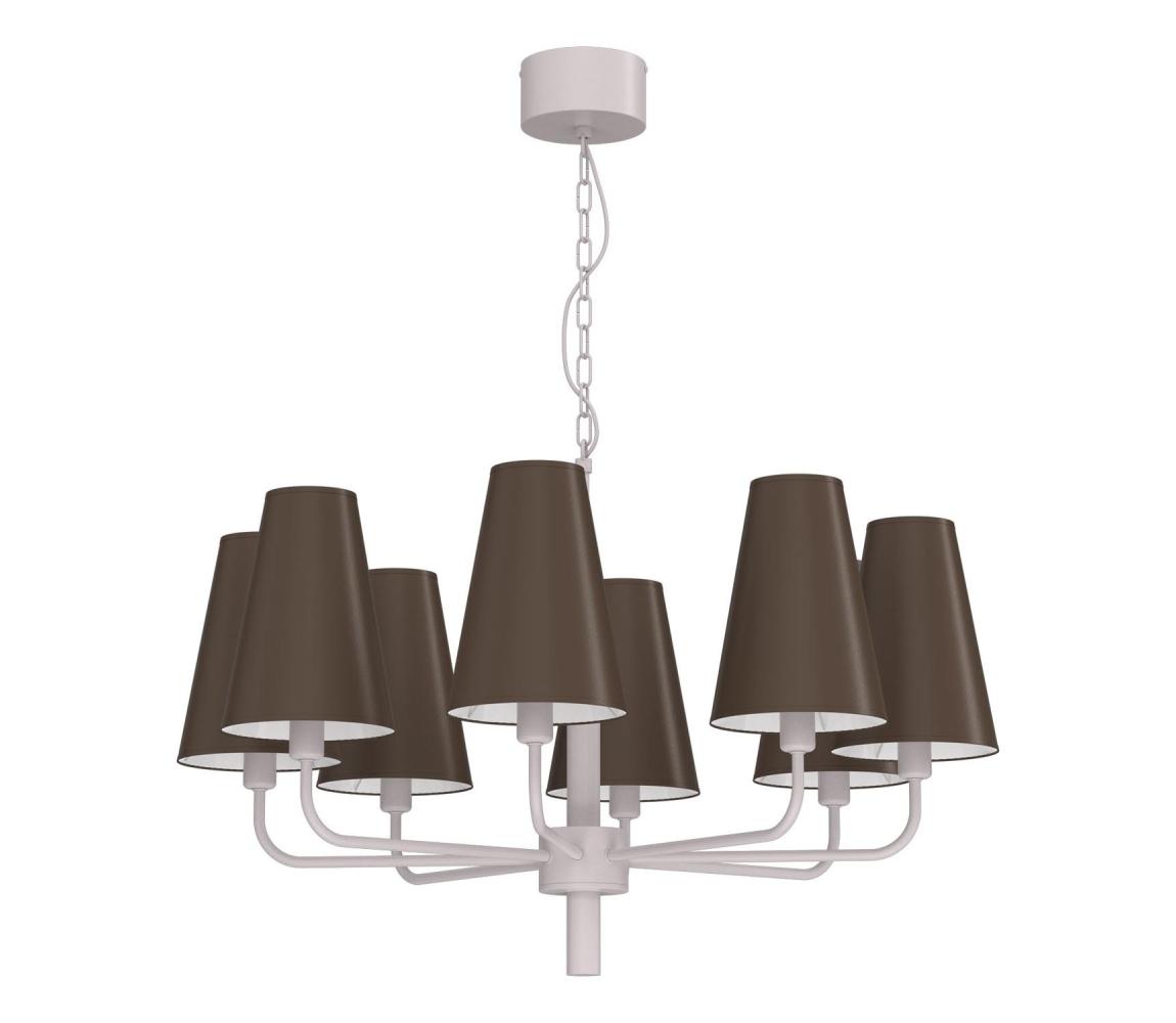 Luster na reťazi TORTOLA 8xE14/15W/230V hnedá/krémová 3673