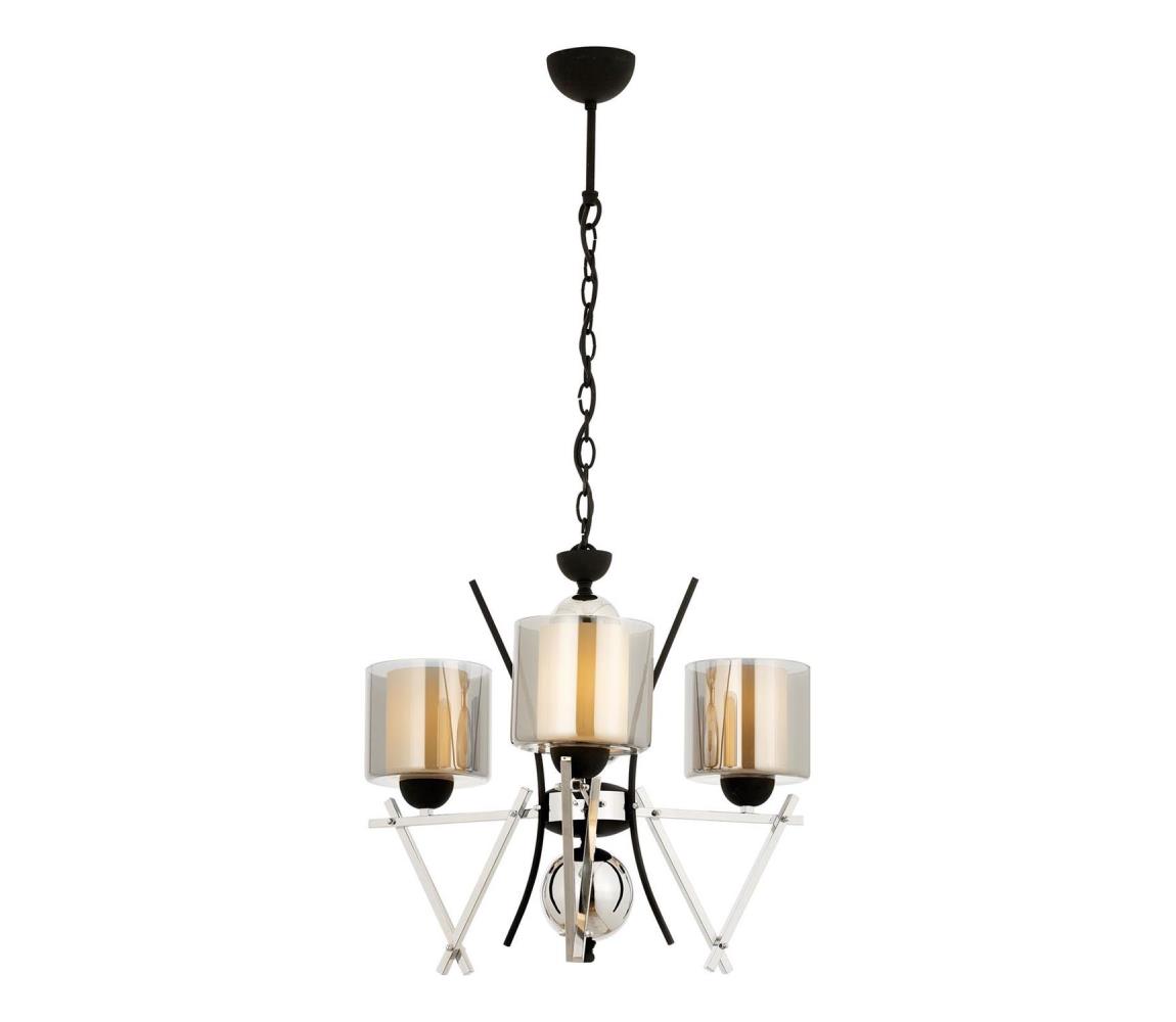 Luster na reťazi VARANA 3xE27/40W/230V čierna/lesklý chróm 301AUR1228