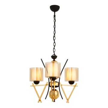 Luster na reťazi VARANA 3xE27/40W/230V čierna/zlatá