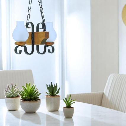 Luster na reťazi VELA 2xE14/40W/230V buk - FSC certifikované