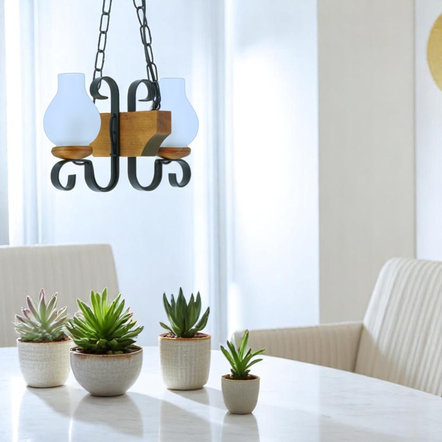 Luster na reťazi VELA 2xE14/40W/230V buk - FSC certifikované
