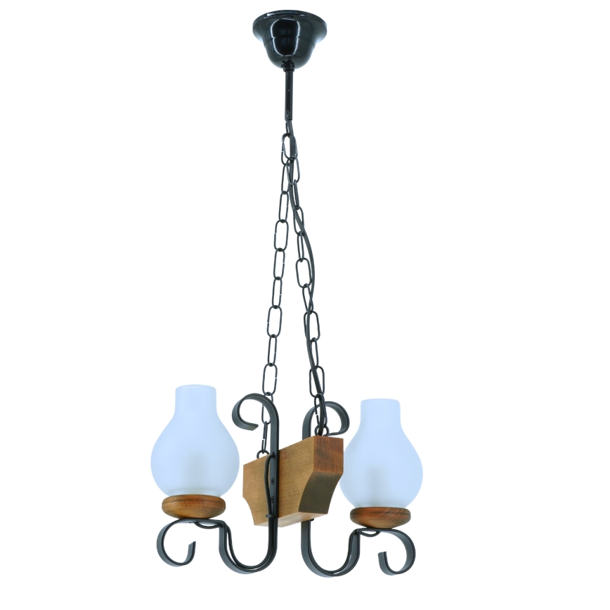 Luster na reťazi VELA 2xE14/40W/230V buk - FSC certifikované