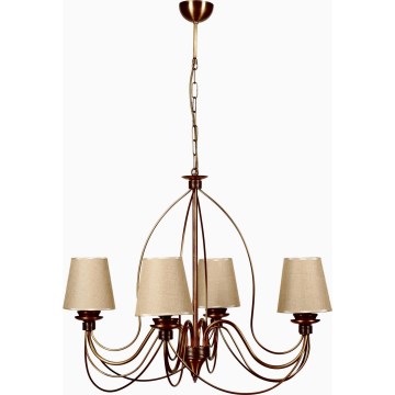 Luster na řetězu CLASSIC 4xE14/40W/230V bronzová/béžová