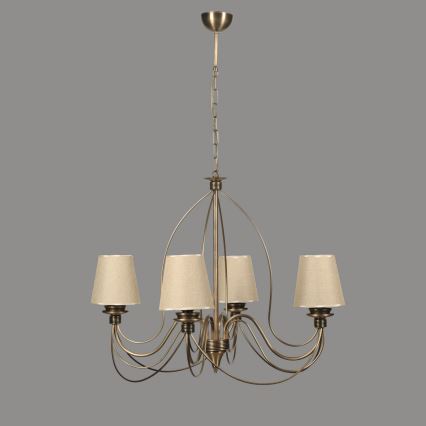 Luster na řetězu CLASSIC 4xE14/40W/230V bronzová/béžová