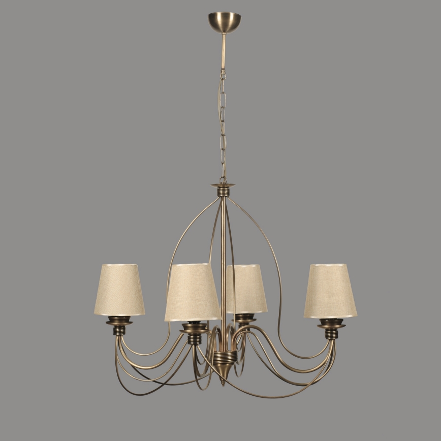 Luster na řetězu CLASSIC 4xE14/40W/230V bronzová/béžová