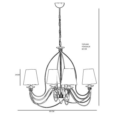 Luster na řetězu CLASSIC 4xE14/40W/230V bronzová/béžová