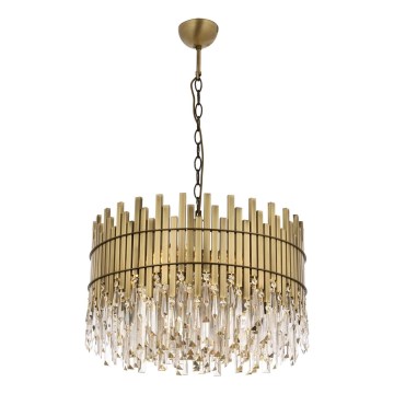 Luster na řetězu CRYSTALLINE 8xE27/40W/230V pr. 60 cm mosaz
